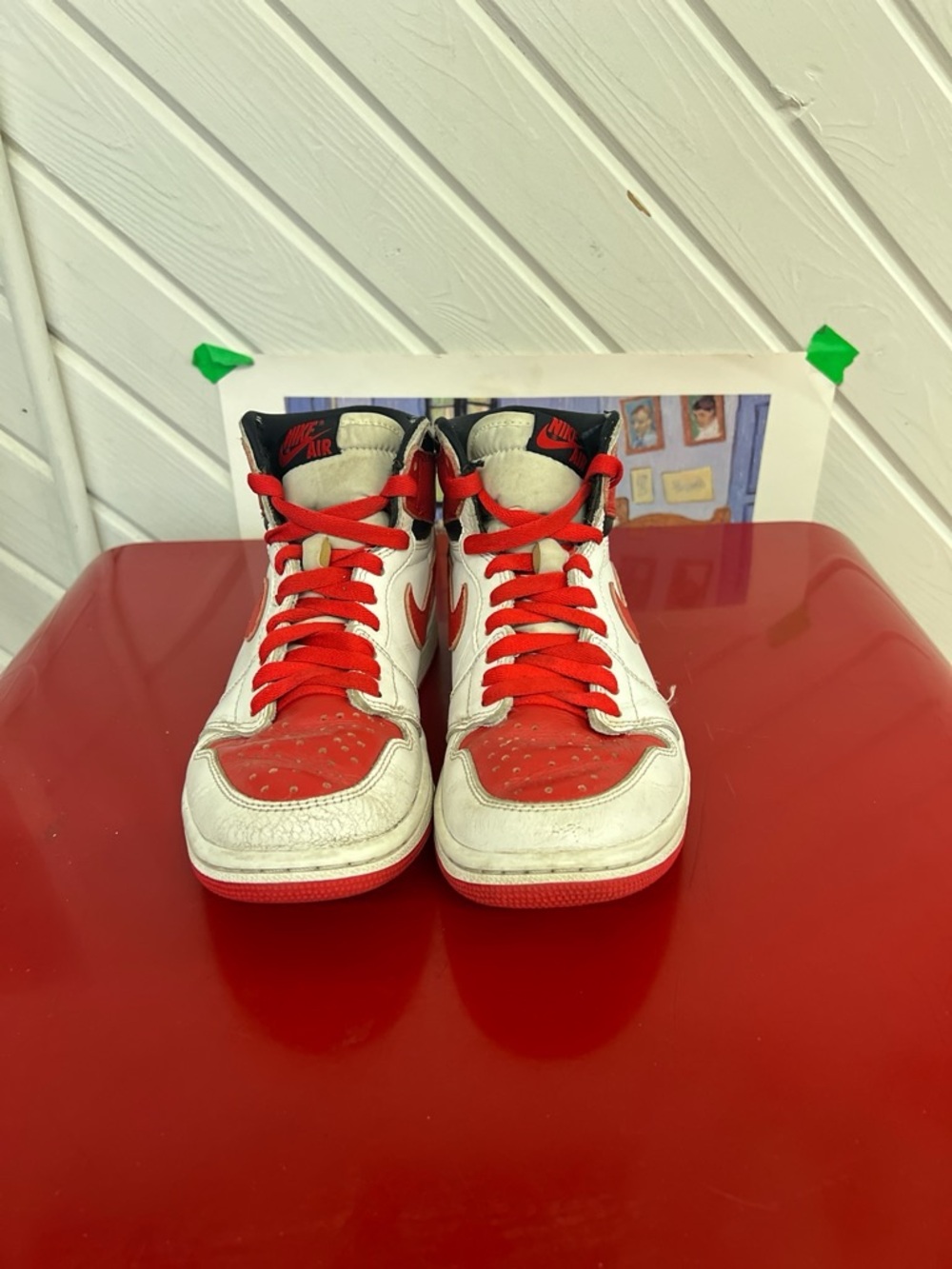 Jordan 1 Mid Red And White Shoes
